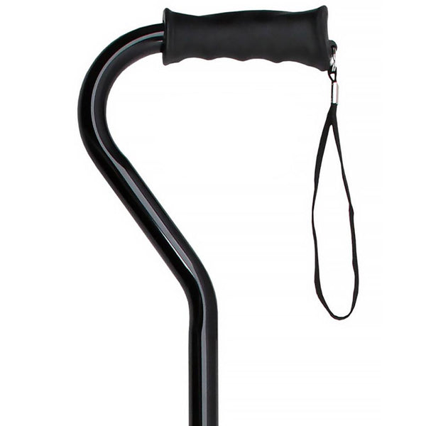Black Aluminum Adjustable Offset Walking Cane with Grip