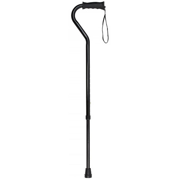 Black Aluminum Adjustable Offset Walking Cane with Grip