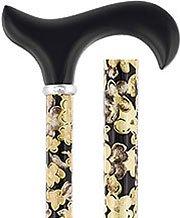 Royal Canes Black and Beige Flowers Adjustable Derby Walking Cane