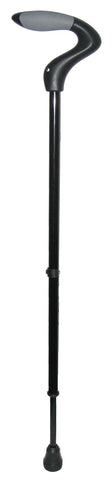 Royal Canes Black Ultimate Quest Series Rubber Offset Handle Walking Cane With Black Shock Absorption Shaft