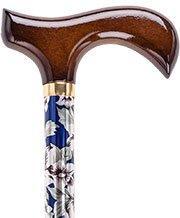 Royal Canes Blue Moonflower Standard Adjustable Walking Cane with Brass Collar