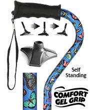 Royal Canes Butterfly Adjustable Offset Walking Cane w/ Comfort Grip and Able Tripod Base