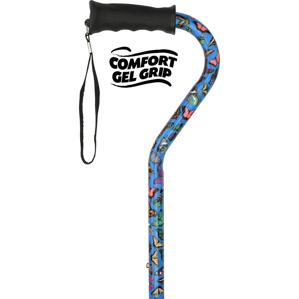 Royal Canes Butterfly Adjustable Offset Walking Cane w/ Comfort Grip and Able Tripod Base