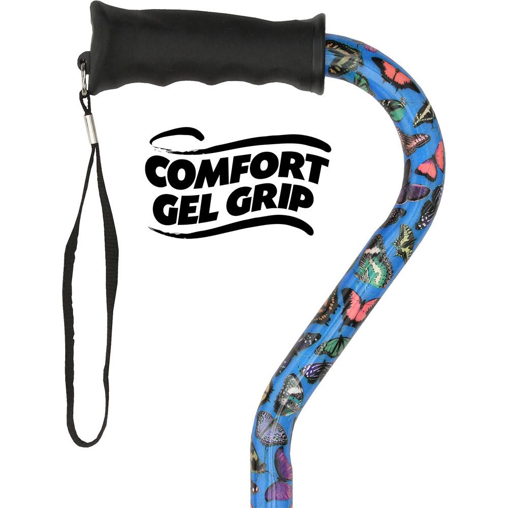 Royal Canes Butterfly Adjustable Offset Walking Cane w/ Comfort Grip and Able Tripod Base