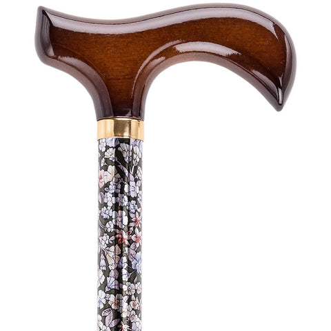 Royal Canes Evening Wildflowers Standard Adjustable Derby Walking Cane with Brass Collar