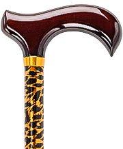 Royal Canes Leopard Print Standard Adjustable Derby Walking Cane with Brass Collar