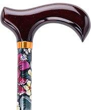 Royal Canes Pansies Standard Adjustable Derby Walking Cane with Brass Collar