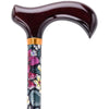 Royal Canes Pansies Standard Adjustable Derby Walking Cane with Brass Collar