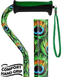 Royal Canes Pretty Peacock Offset Adjustable Walking Cane w/ Comfort Grip 2.0