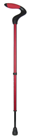 Royal Canes Red Ultimate Quest Series Rubber Offset Handle Walking Cane With Red Shock Absorption Shaft