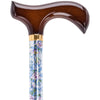 Royal Canes Silver Pastel Floral Standard Adjustable Derby Walking Cane with Brass Collar
