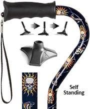 Royal Canes Skull and Snakes Offset Walking Cane w/ Comfort Grip and Able Tripod Base
