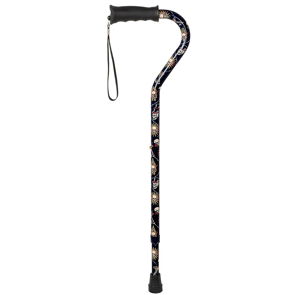 Royal Canes Skull and Snakes Offset Walking Cane w/ Comfort Grip and Able Tripod Base