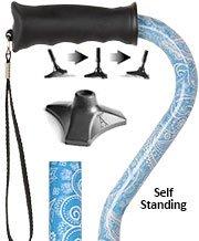 Royal Canes True Blue Adjustable Offset Walking Cane w/ Comfort Grip and Able Tripod Base