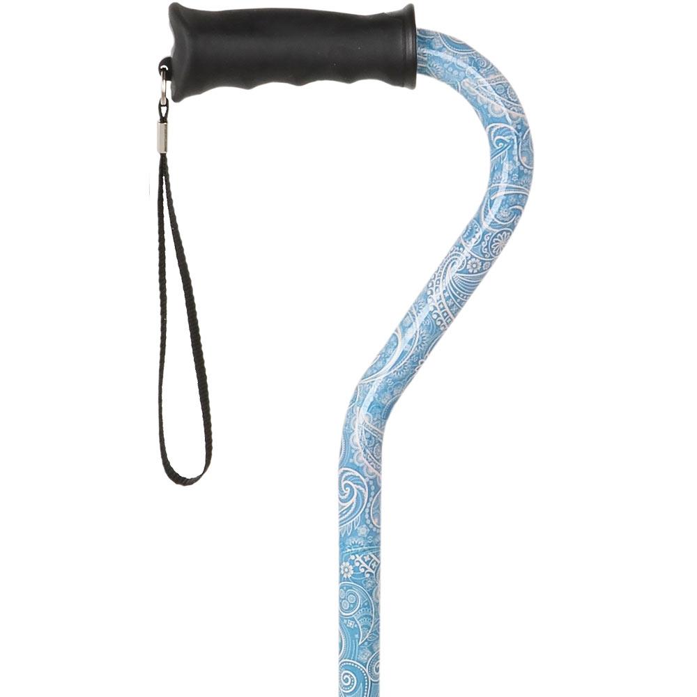Royal Canes True Blue Adjustable Offset Walking Cane w/ Comfort Grip and Able Tripod Base