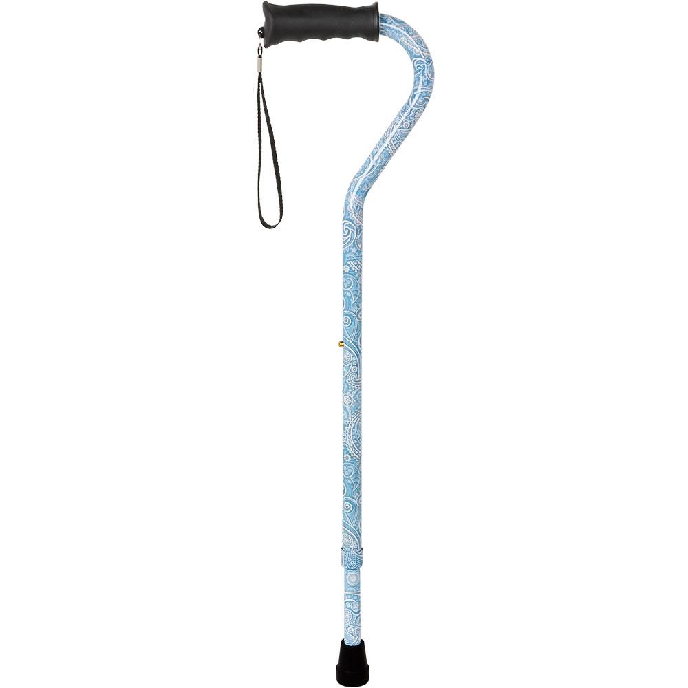 Royal Canes True Blue Adjustable Offset Walking Cane w/ Comfort Grip and Able Tripod Base