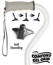 Royal Canes White Aluminum Offset Walking Cane w/ Comfort Grip and Able Tripod Base