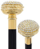 Royal Canes Gold Plated Maccaron with Swarovski Elements Knob Handle Walking Cane w/ Black Beechwood Shaft