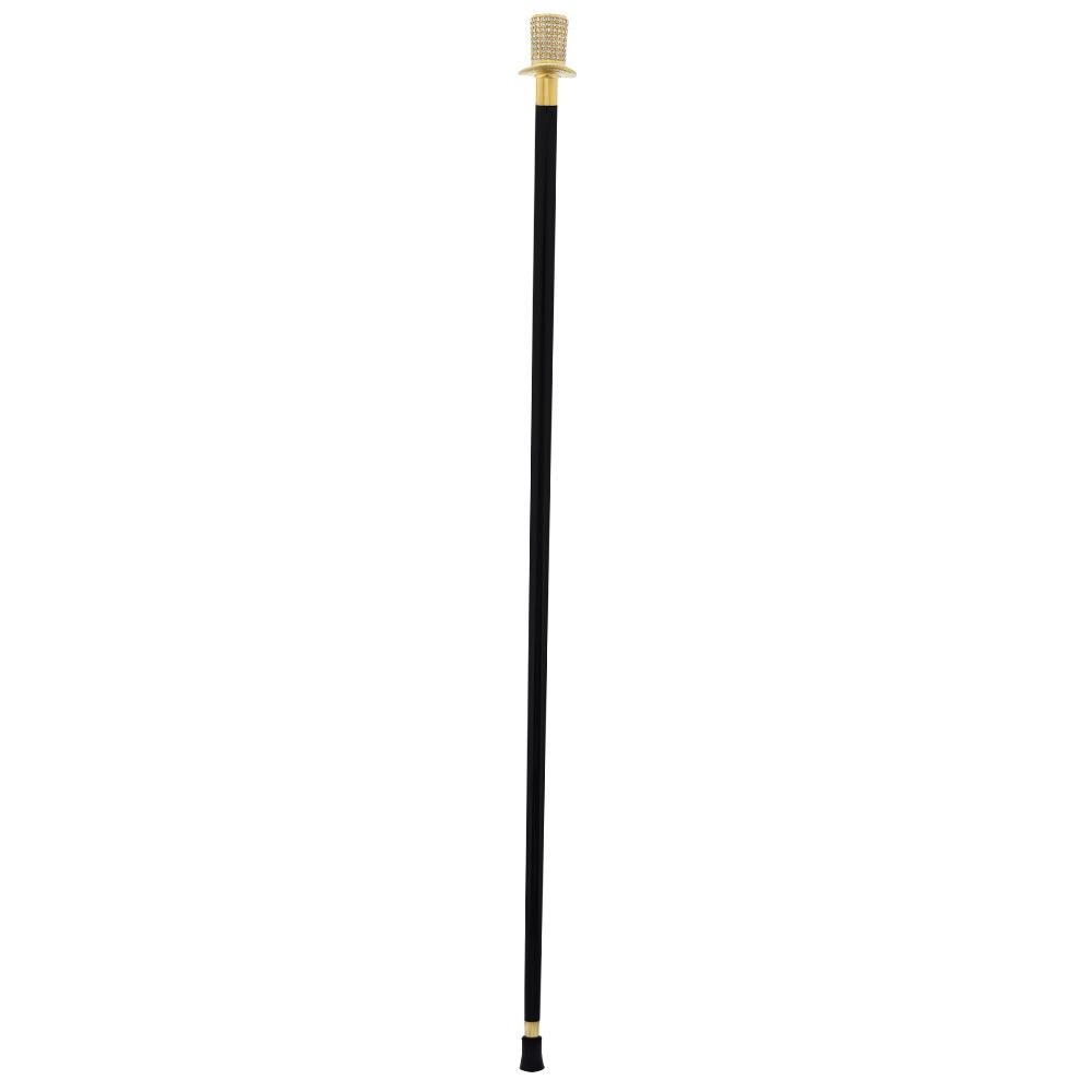 Royal Canes Gold Plated Top Hat with Swarovski Element Crystals Walking Cane w/ Black Beechwood Shaft and Gold C