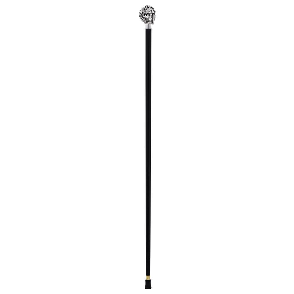 Royal Canes Silver 925r Crying Web Skull and Snakes Walking Cane w/ Black Beechwood Shaft