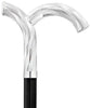 Royal Canes Silver 925r Curiously Curvaceous Fritz Walking Cane w/ Black Beechwood Shaft & Collar