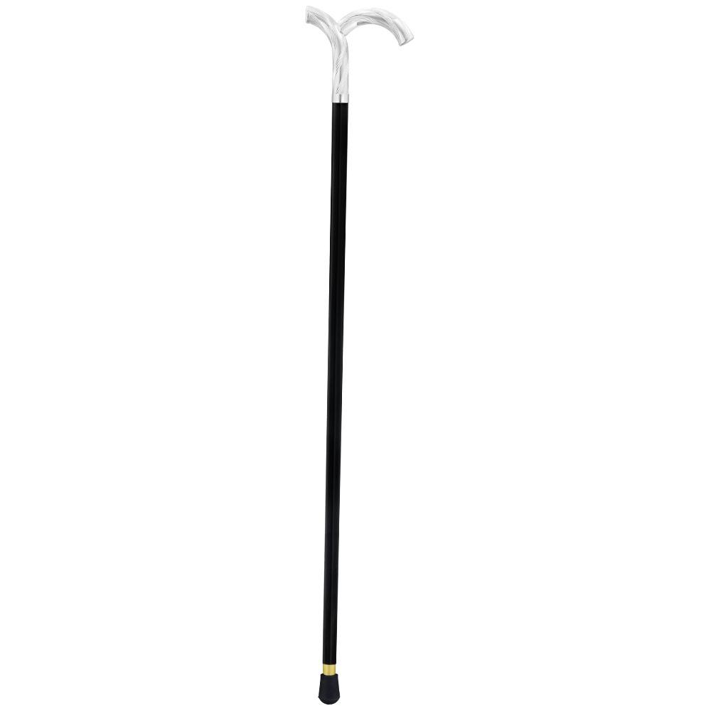 Royal Canes Silver 925r Curiously Curvaceous Fritz Walking Cane w/ Black Beechwood Shaft & Collar