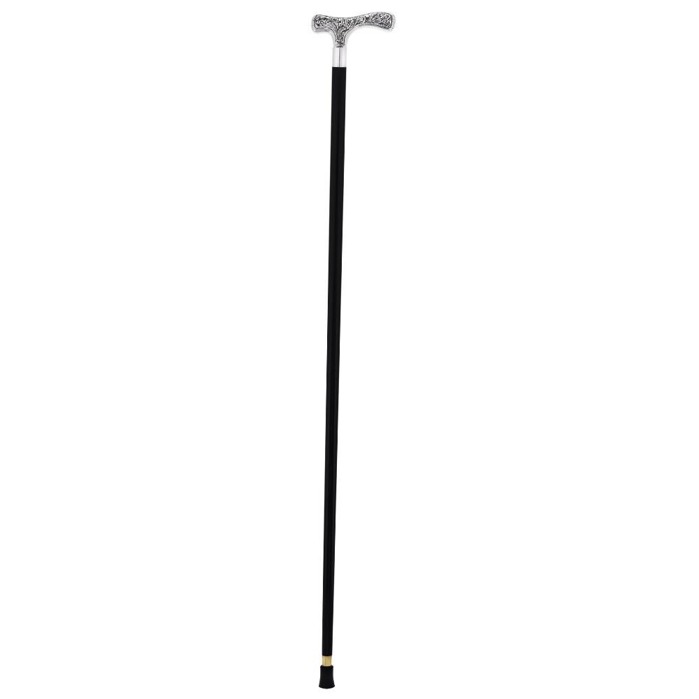 Royal Canes Silver 925r Embossed Fritz Tourist Flowered Design Walking Cane w/ Black Beechwood Shaft