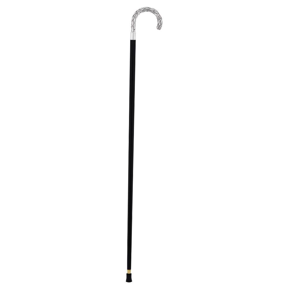 Royal Canes Silver 925r Embossed Tourist Walking Cane w/ Black Beechwood Shaft & Collar