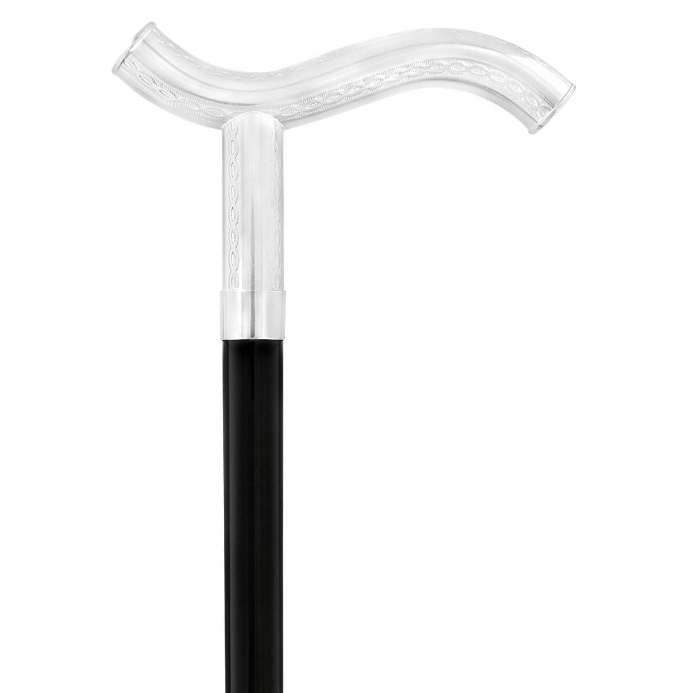 Royal Canes Silver 925r Harmoniously Poised Fritz Walking Cane w/ Black Beechwood Shaft & Collar