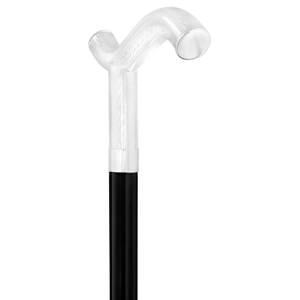 Royal Canes Silver 925r Harmoniously Poised Fritz Walking Cane w/ Black Beechwood Shaft & Collar