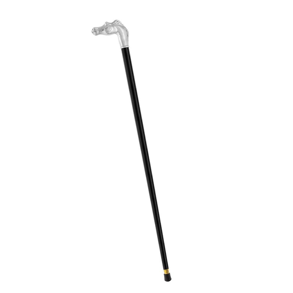 Royal Canes Silver 925r Horse Walking Cane with Black Beechwood Shaft and Collar