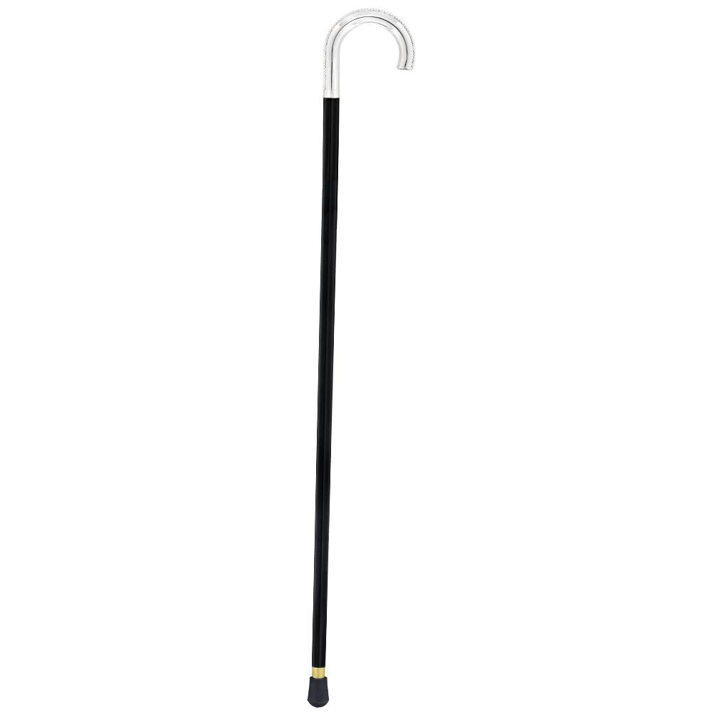 Royal Canes Silver 925r Lustrous Tourist Walking Cane w/ Black Beechwood Shaft & Collar