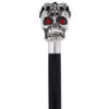 Royal Canes Silver 925r Ruby Red Skull and Bats Walking Cane w/ Black Beechwood Shaft