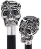 Royal Canes Silver 925r Skull and Snakes Black Crystal Walking Cane w/ Black Beechwood Shaft