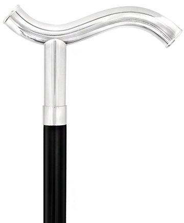 Royal Canes Silver 925r Soft Whispers Fritz Walking Cane w/ Black Beechwood Shaft & Collar