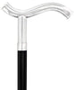 Royal Canes Silver 925r Soft Whispers Fritz Walking Cane w/ Black Beechwood Shaft & Collar