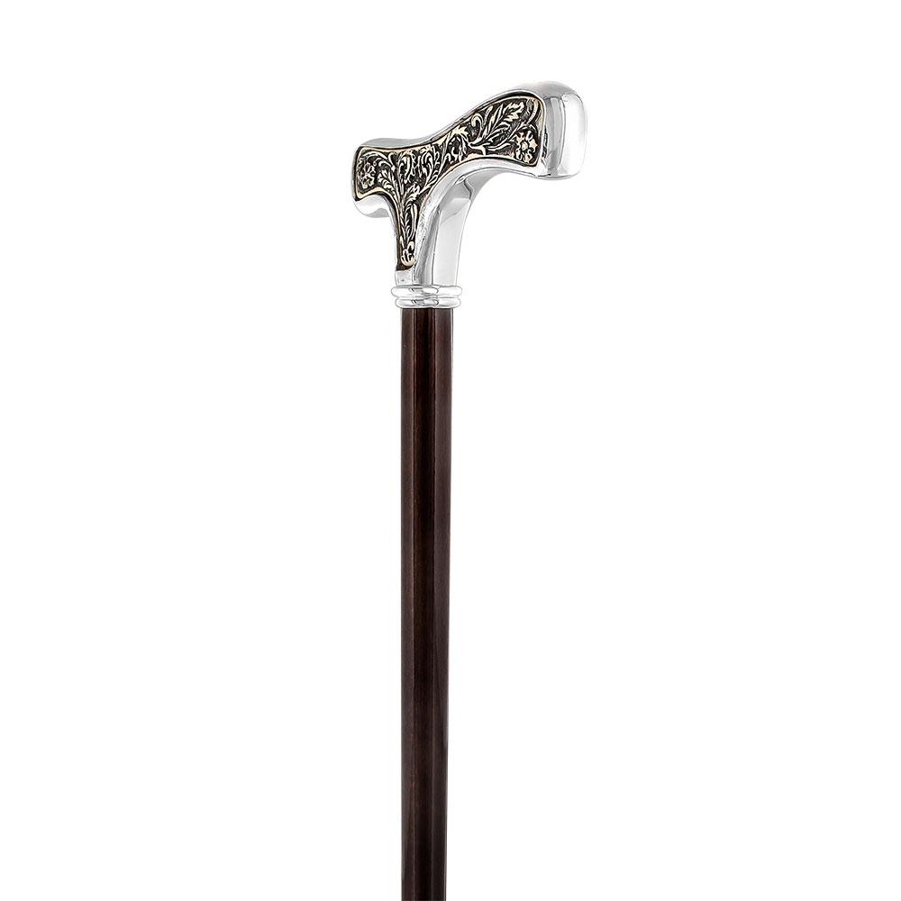 thumbnail image 2 of Handmade Silver Stainless Steel Walking Stick / Hiking Cane – Noble Gift For Dad 2 of 6