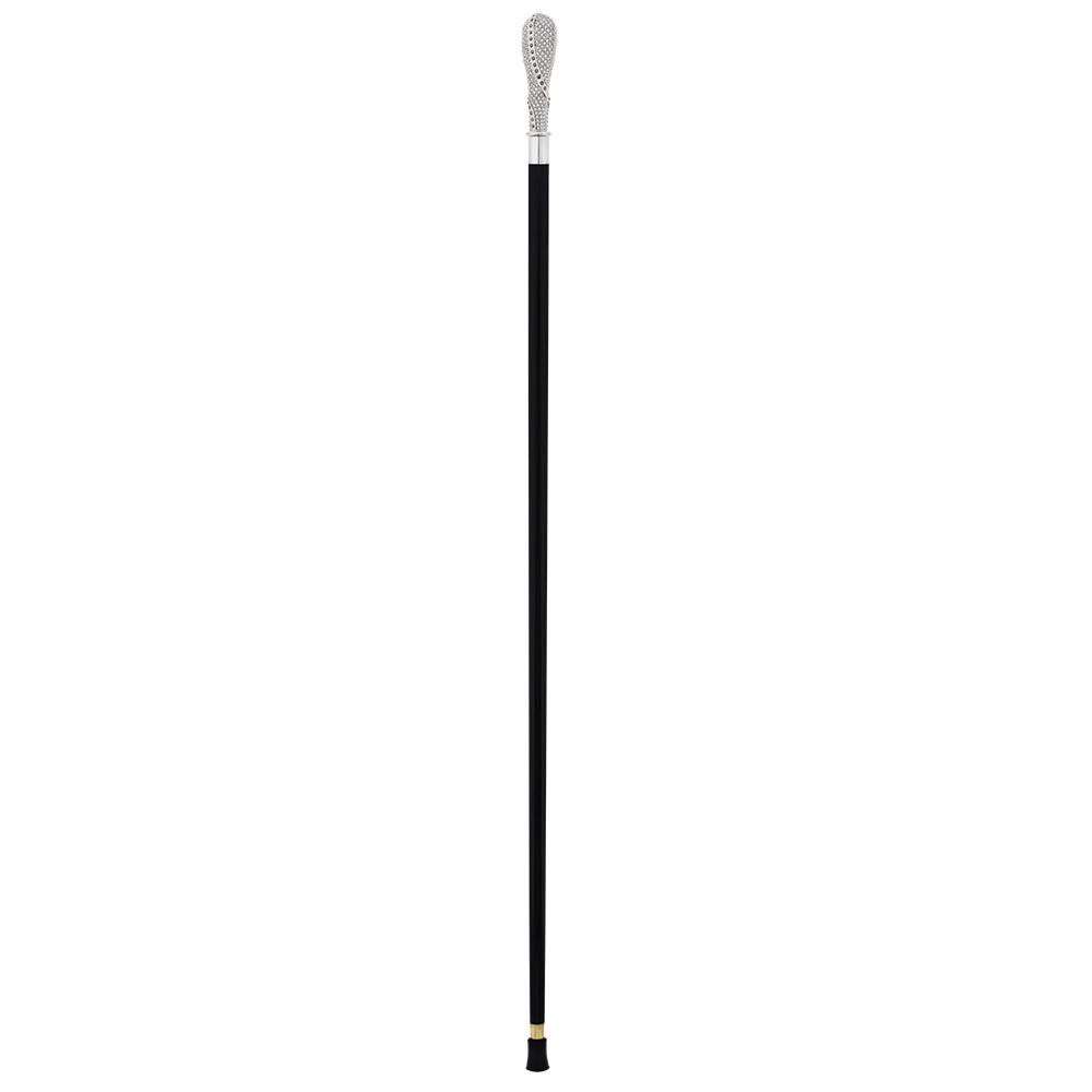 Royal Canes Silver 925r with Swarovski Elements Walking Cane w/ Black Beechwood Shaft