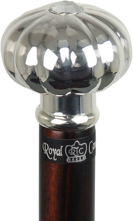 Royal Canes Silver Plated Pumpkin Knob Handle Walking Cane With Ebony Shaft