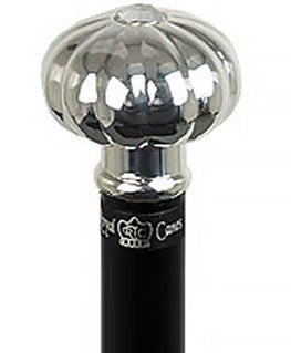 Royal Canes Silver Plated Pumpkin Knob Handle Walking Stick With Black Beechwood Shaft