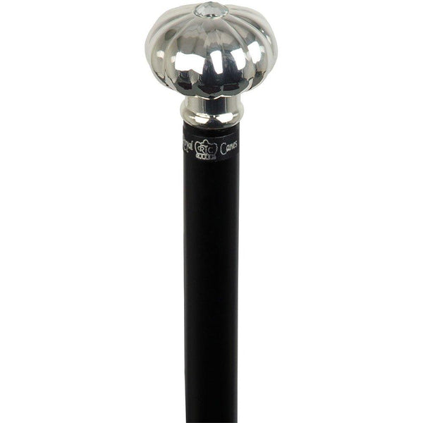 Royal Canes Silver Plated Pumpkin Knob Handle Walking Stick With Black Beechwood Shaft