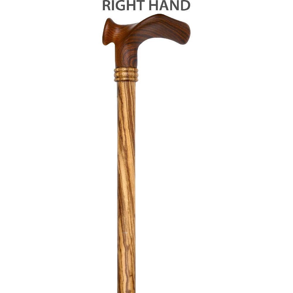 Royal Canes Contour Palm Grip Walking Cane With Zebrano Wood Shaft and Wooden Collar