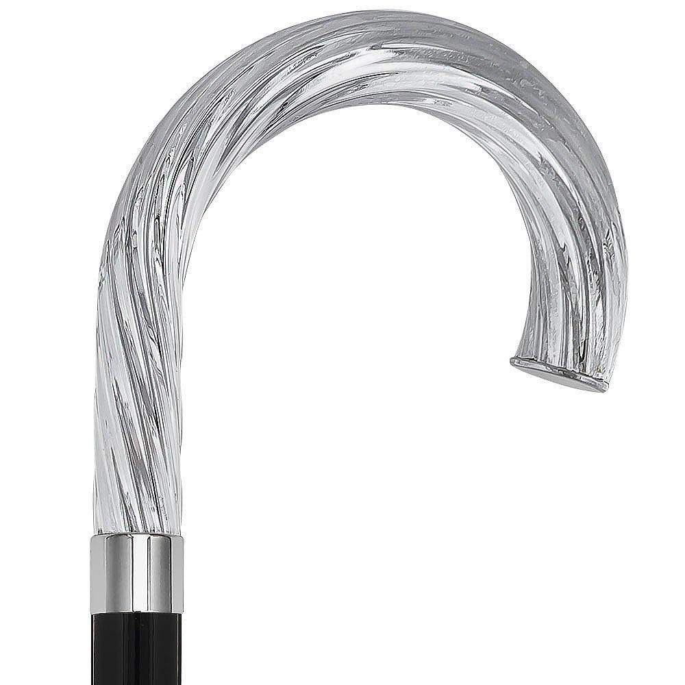 Royal Canes Silver 925r Twisted Ribbed Tourist Handle Walking Cane with Black Beachwood Shaft
