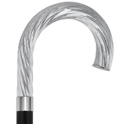 Royal Canes Silver 925r Twisted Ribbed Tourist Handle Walking Cane with Black Beachwood Shaft