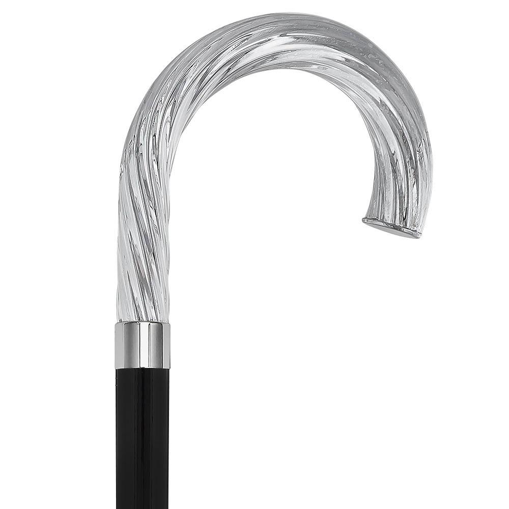Royal Canes Silver 925r Twisted Ribbed Tourist Handle Walking Cane with Black Beachwood Shaft