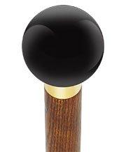 Mysterious Black Void Round Knob Cane with Custom Color Ash Shaft & Collar
