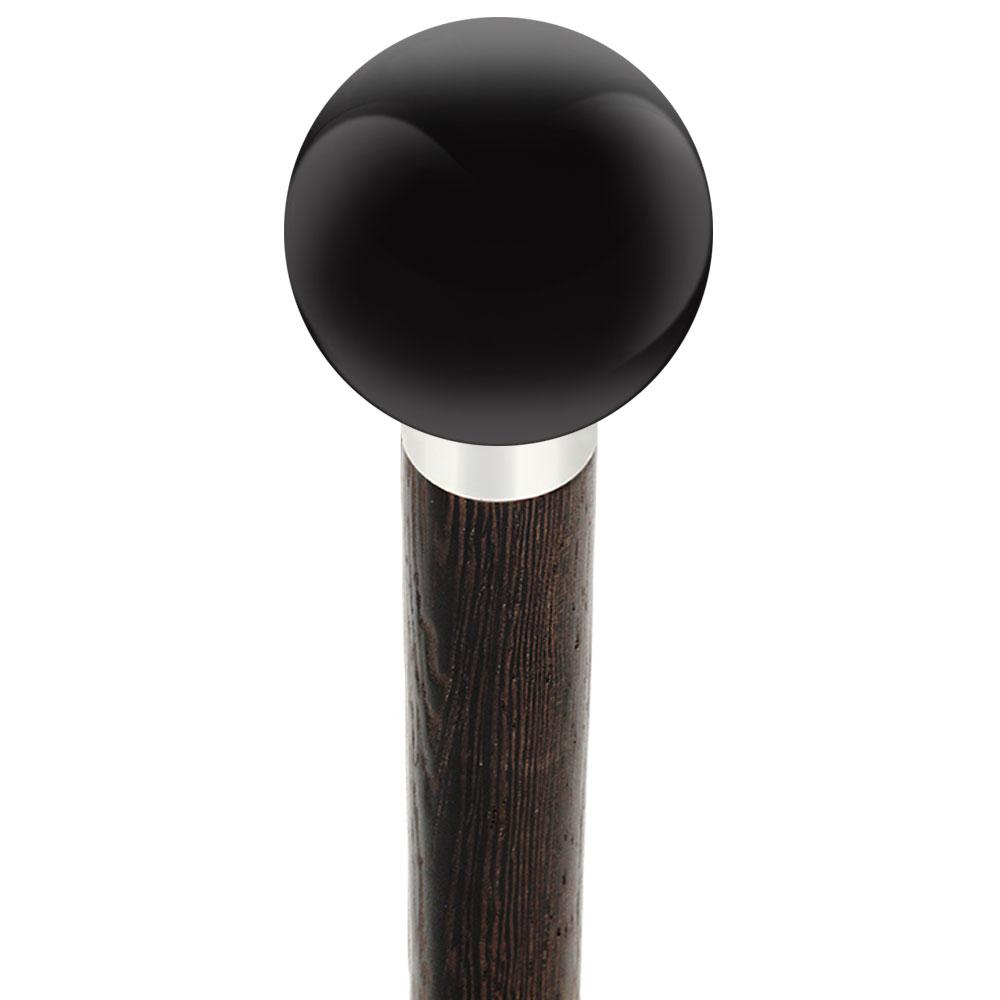 Royal Canes Black Void Round Knob Cane w/ Custom Wood Shaft & Collar
