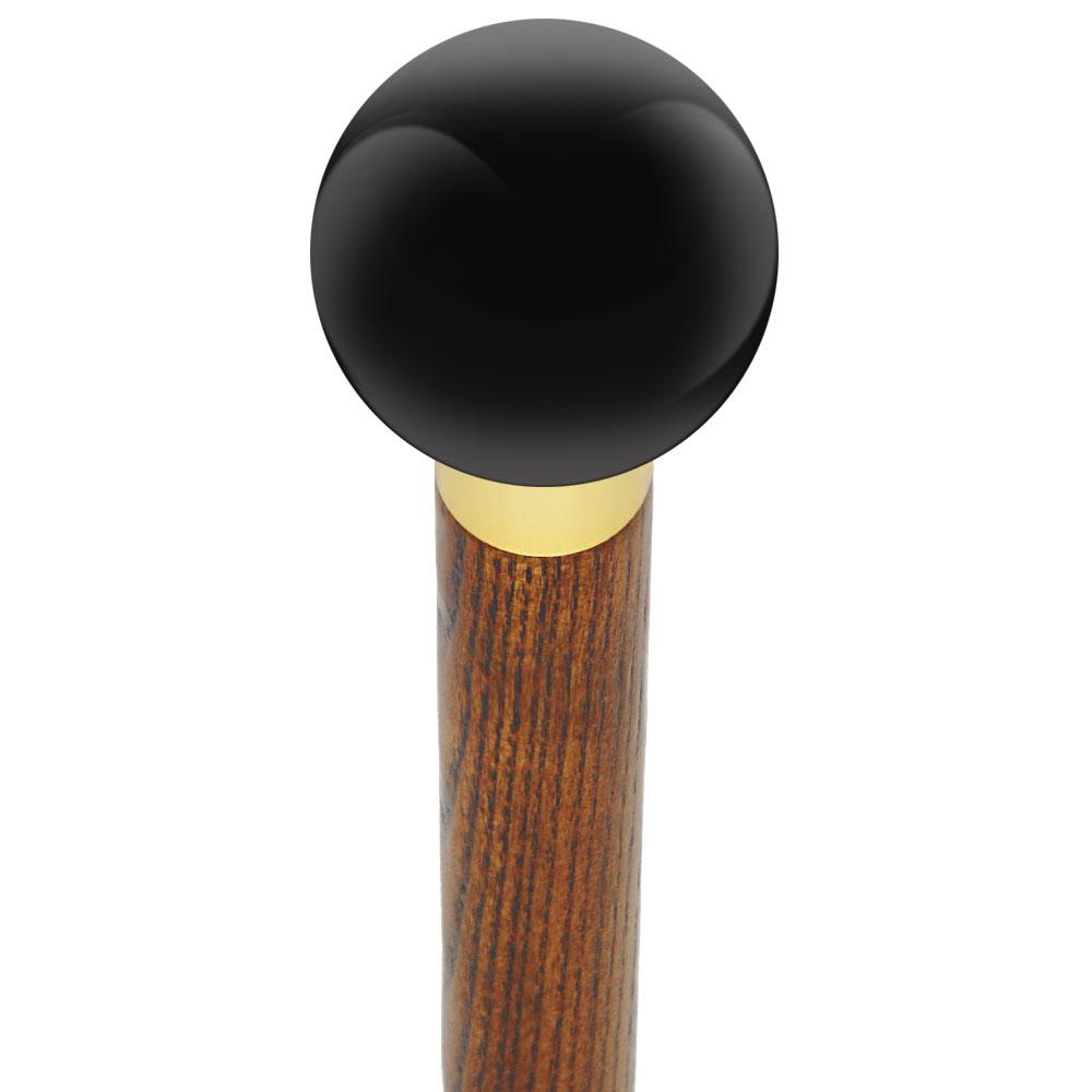 Royal Canes Black Void Round Knob Cane w/ Custom Wood Shaft & Collar