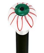 Royal Canes Green Iris Bloodshot Eye Round Knob Cane w/ Custom Wood Shaft & Collar