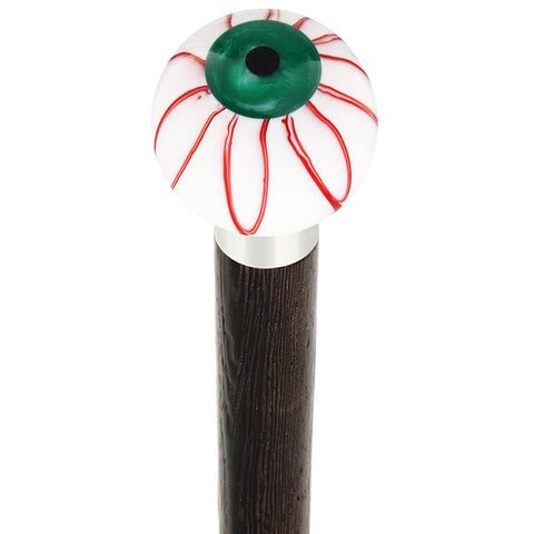Royal Canes Green Iris Bloodshot Eye Round Knob Cane w/ Custom Wood Shaft & Collar